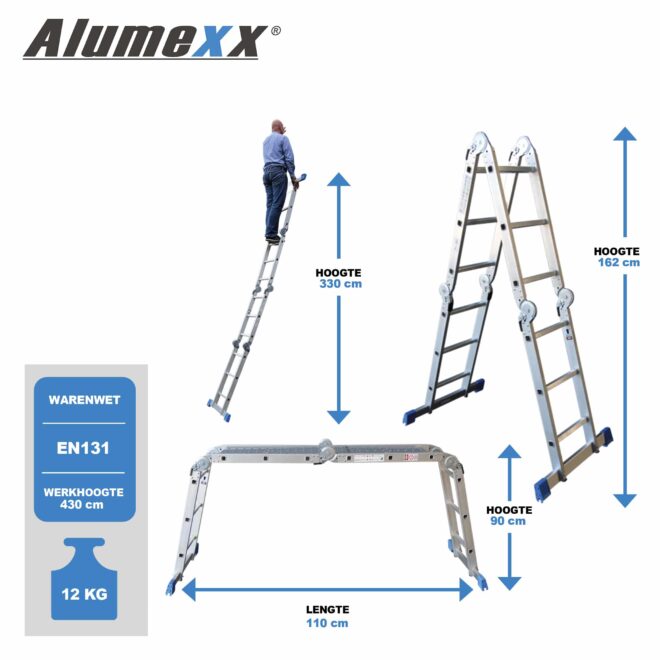 Multi vouwladder Afmetingen